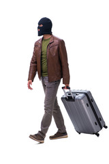 Robber wearing balaclava isolated on white background
