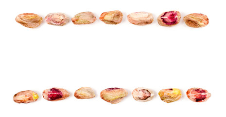 Pistachios isolated on a white background. Text space.