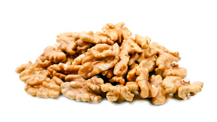 Pile of walnuts isolated on a white background