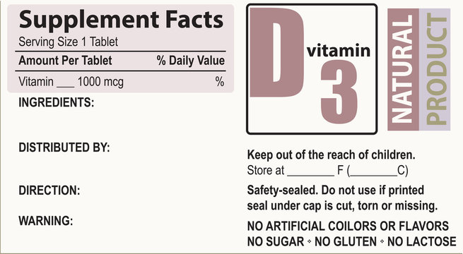 Supplement Facts Vitamin D