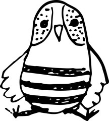 Ink hand drawn bird sketch. Vector outline illusytation