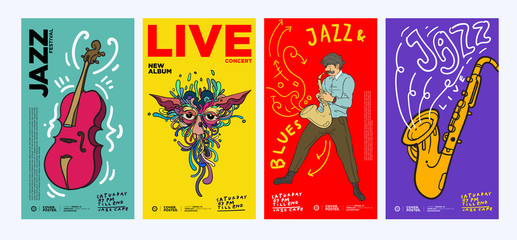 Music Festival Illustration Design for Jazz, Rock, Metal, Blues, Punk, and Live Music Concert 2020. Vector Illustration Collage of Music Festival Poster, Banner, Background and Wallpaper in eps 10.