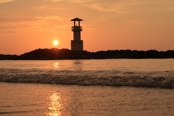 Sunset on the beach in Phang Nga, Thailand