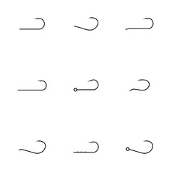 Set of different hooks, vector illustration.