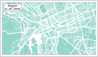 Kayseri Turkey City Map in Retro Style. Outline Map.