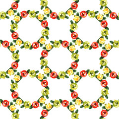 Hand-drawn watercolor seamless pattern with Christmas balls. Holiday pattern with New Year toys on a white background