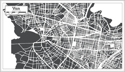 Van Turkey City Map in Retro Style. Outline Map.