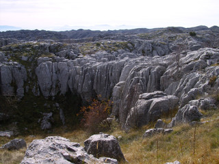 path trough rocks and mountain path in Zagoria Ioannina Greece