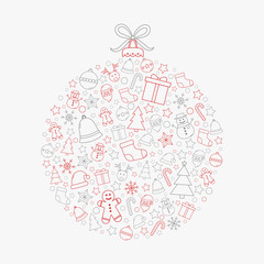 Beautiful Christmas ball on white background. Xmas decoration. Vector