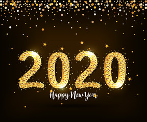 poster of happy new year 2020 vector illustration design