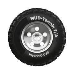 Fototapeta premium High-quality render of a wheel on a cast car disk, on a uniform background