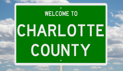 Rendering of a green 3d highway sign for Charlotte County