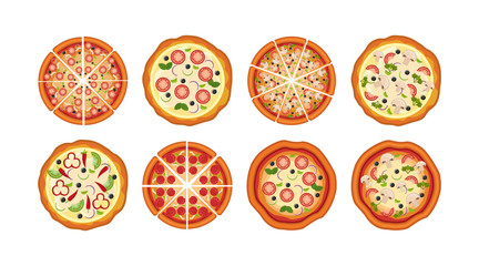 Fototapeta na wymiar bundle of delicious pizza icons vector illustration design