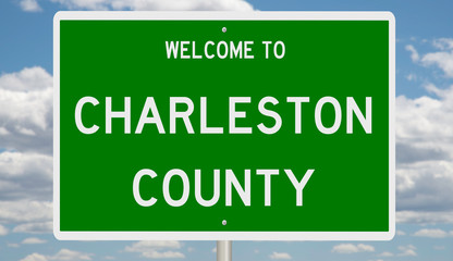 Rendering of a green 3d highway sign for Charleston County