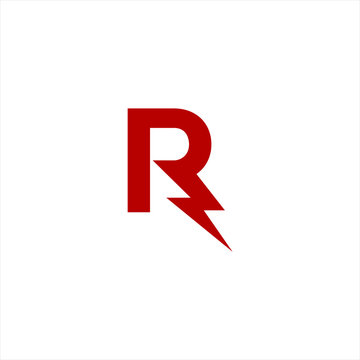 initial letter R icon logo design template with lightning - thunder - bolt - electric - vector