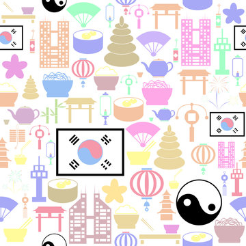 korea seamless pattern background icon.