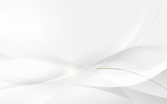 Abstract modern futuristic white wavy and gold lines with blurred light curved lines background © pickup