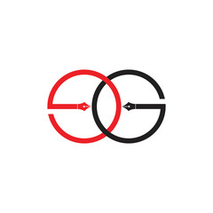 letter ge pen writer symbol logo vector