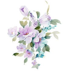 Fototapeta premium Watercolor flowers illustration.They are perfect for making DIY wedding invitations, blog header, floral letters, art prints, greeting cards and wall arts. used in designing beautiful printing pattern