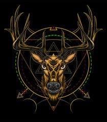 Vector Deer head illustration serious face