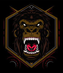 vector gorilla. Head of a gorilla with angry face
