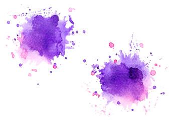 abstract watercolor background.splash color purple on paper.