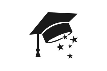 Graduate Hat icon with star vector illustration