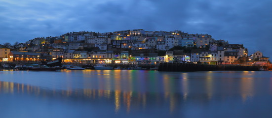 Small fishing town of Brixham, Devon at sunset