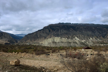 Tough Caucasus mountains view near Gergebil village, Dagestan, Russia