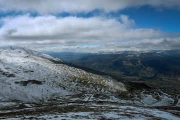 Amazing Caucasus mountains view by spring and snow, Dagestan, Russia