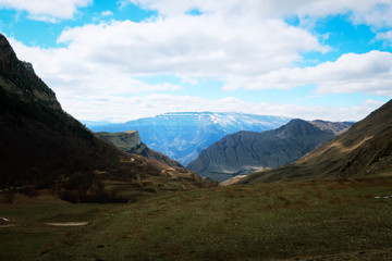 Fototapeta premium Snowy landscape of Caucasus mountains, Dagestan, Russia