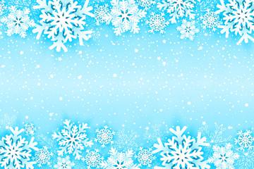 Christmas background with snowflakes frame. Vector illustration - obrazy, fototapety, plakaty