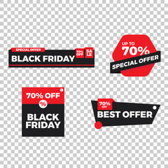 Black Friday Sale Design Banner Collection. Special Offer, Best Sale, Best Offer Design Element for Promotion Ads