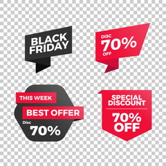 Black Friday Sale Design Banner Collection. Special Offer, Best Sale, Best Offer Design Element for Promotion Ads