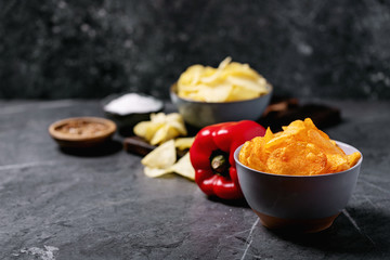 Bowl of home made potato chips