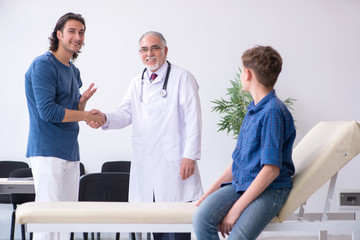 Young boy visiting doctor in hospital
