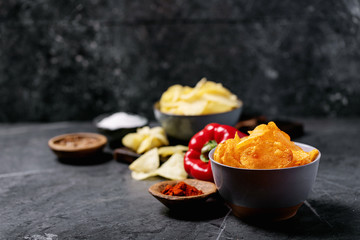 Bowl of home made potato chips