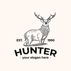 deer hunter logo type, template, and vector