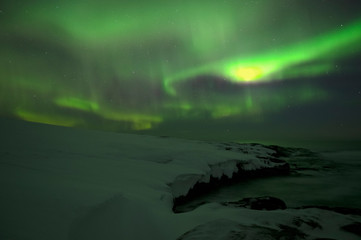 Aurora Borealis. Northern Lights. Teriberka. Murmansk region. Russia