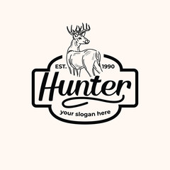 deer hunter logo type, template, and vector