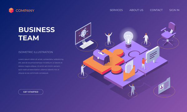 Landing page for business team