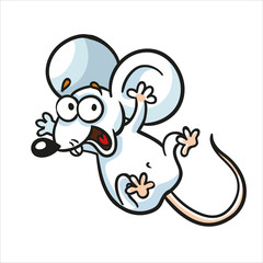 Funny mouse dancing. Animal cartoon character. Symbol of the Chinese horoscope. Isolated on white background.