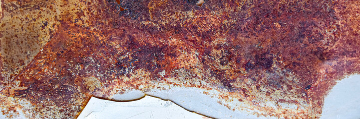 Textured rust wall background, Abstract pattern panoramic 