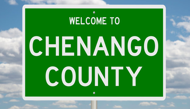 Rendering Of A Green 3d Highway Sign For Chenango County