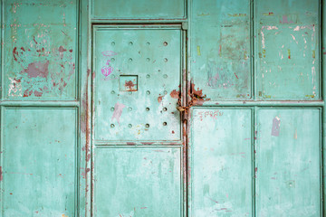 old dirty green metal wall background texture .
