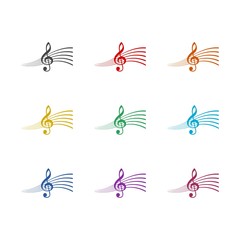 Treble clef color icon set isolated on white background