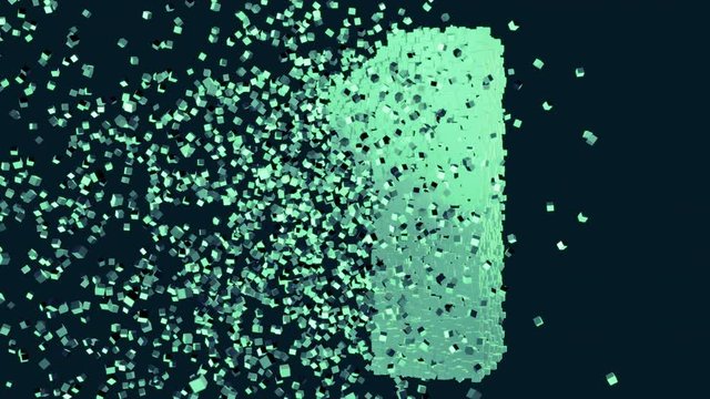 volumetric pixel cloud forms digit one, digital technology 4k footage for your project or video-blog