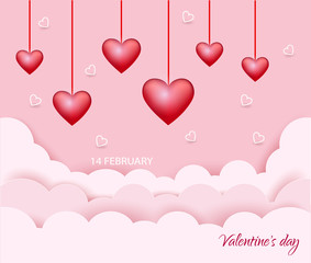 Fototapeta na wymiar Valentine's day, mouse on pink background, postcard, Valentine's day, February 14