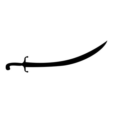 Turkish saber Scimitar Sabre of arabian persian Curved sword icon black color vector illustration flat style image