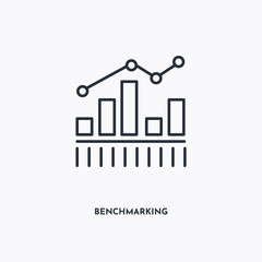 Benchmarking outline icon. Simple linear element illustration. Isolated line Benchmarking icon on white background. Thin stroke sign can be used for web, mobile and UI.